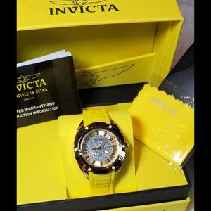 Invicta Watch Stainless Steel Silicone Gold Yellow Women Accessories Watch